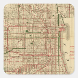 Blanchards Karte von Chicago Quadratischer Aufkleber
