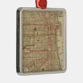 Blanchards Karte von Chicago Silbernes Ornament (Rechts)