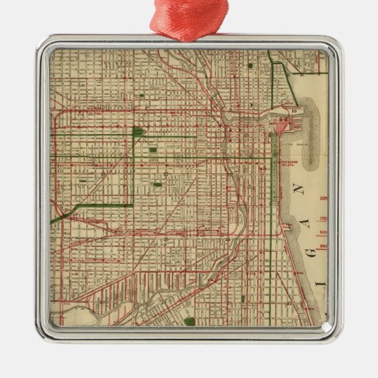 Blanchards Karte von Chicago Silbernes Ornament (Vorne)