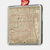 Blanchards Karte von Chicago Silbernes Ornament (Links)