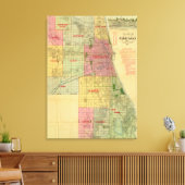 Blanchards Karte von Chicago und Umgebung Leinwanddruck (Insitu (Wohnzimmer))