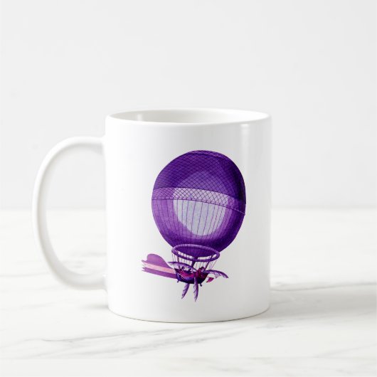 Blanchards Wasserstoff (Lila) Heißluftballon Kaffeetasse (Links)