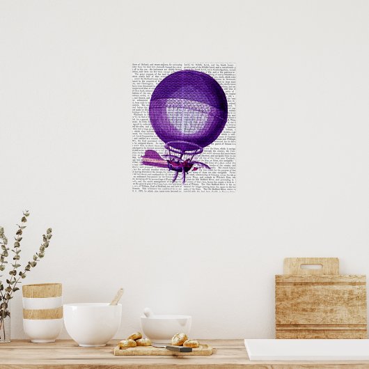 Blanchards Wasserstoff (Lila) Heißluftballon Poster (Küche)