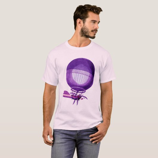 Blanchards Wasserstoff (Lila) Heißluftballon T-Shirt (Vorne ganz)