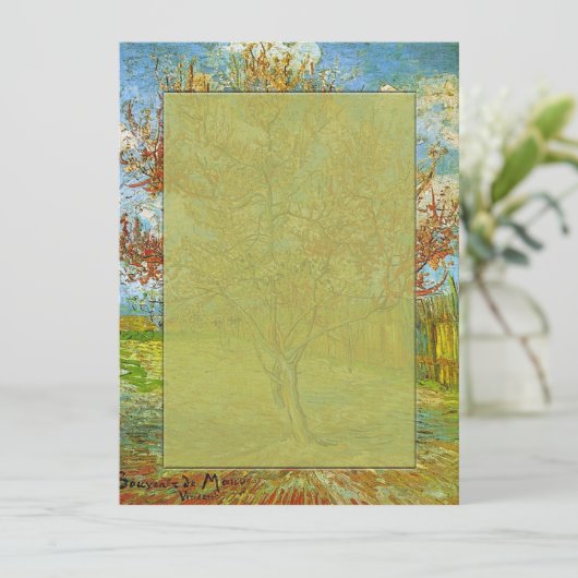 Blanche Einladung, Pfirsichbaum in Blossom Einladung (Stehend Vorderseite)