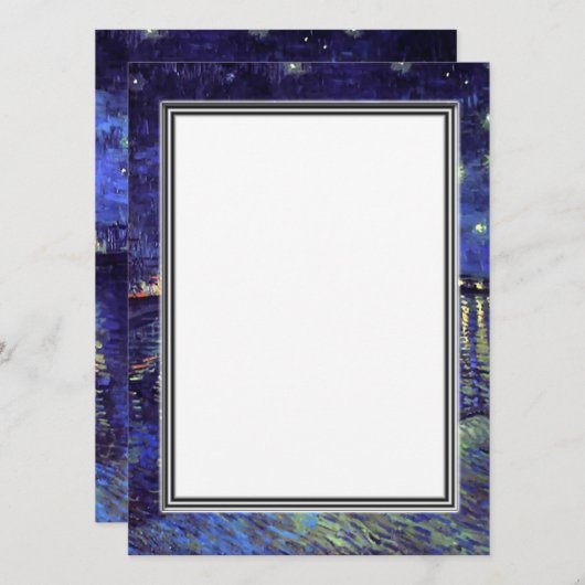 Blanche Einladung, van Gogh Sternennacht Einladung (Vorne/Hinten)