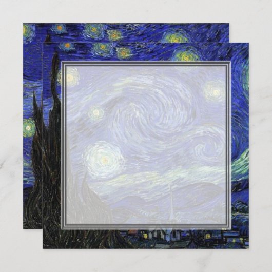 Blanche Einladung, van Gogh Sternennacht Einladung (Vorne/Hinten)