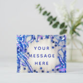 Blanche Flankenmeldung des Party "Blue Ribbon" Con Einladungspostkarte (Stehend Vorderseite)