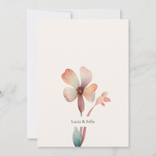 Blanche Hochzeit für klassische Wasserfarben-Blätt Dankeskarte (Rückseite)