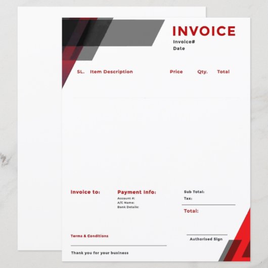 Blanche Rechnungsvorlage (Vorne/Hinten)