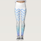 blanco con zigzag azul leggings (Vorderseite)