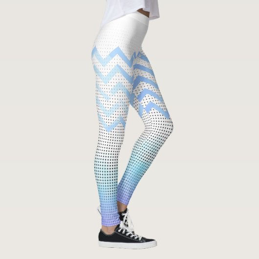 blanco con zigzag azul leggings (Rechts)