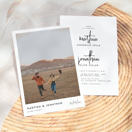 Blanco y Negro Invitación de Boda Sencilla Einladung