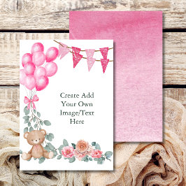 Blank Add your own Oh Baby Girl Ballon Eukalyptus Einladung