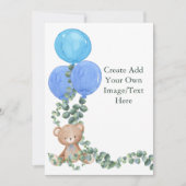 Blank Add Your Own Oh Boy Bären Ballon Eukalyptus Einladung (Vorderseite)