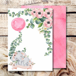 Blank Add Your Own Pink Balloon Eucalyptus Einladung