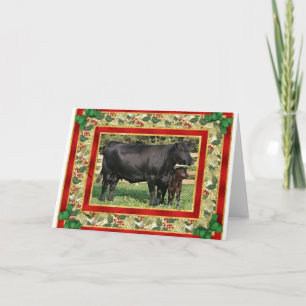 Blank Angus Kuh und Kalk Blank Weihnachtskarte Feiertagskarte