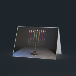 Blank anpassbare Chanukah-Grußkarte 6 Feiertagskarte<br><div class="desc">Eine Menorah beleuchtet für die 8. Nacht von Chanukah. Passen Sie Ihre eigene Nachricht an.</div>