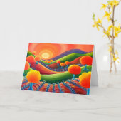 Blank Art greeting card, original art sunset Karte (Gelbe Blume)