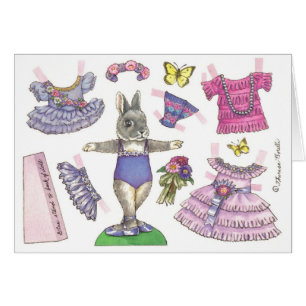 Blank Aster Ballerina Bunny Paper Doll Karte