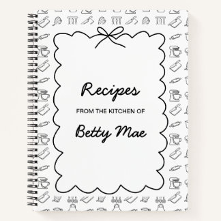 Blank B&W Cookbook Write Your Own Favorite Recipe Notizblock