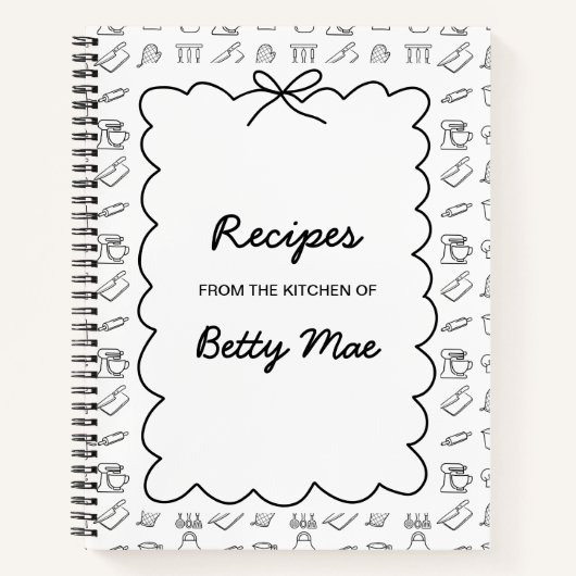 Blank B&W Cookbook Write Your Own Favorite Recipe Notizblock (Vorderseite)