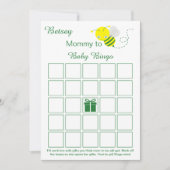Blank Baby Shower Bingo Cards mit Hummeln Einladung (Vorderseite)