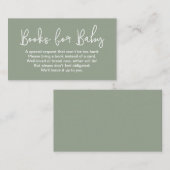 Blank back Sage Green Baby shower Book Request Begleitkarte (Vorne/Hinten)