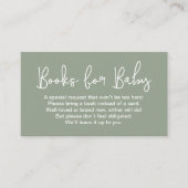 Blank back Sage Green Baby shower Book Request Begleitkarte (Vorderseite)
