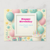 "Blank Birthday Frame Postcard - farbenfrohe Ballo Postkarte (Vorderseite)
