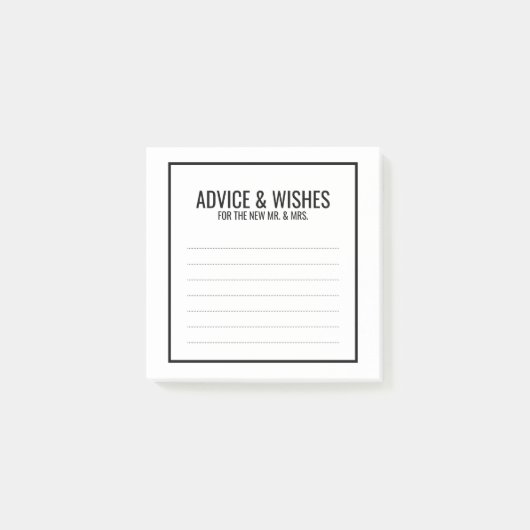 Blank Black and White Wedding Advice and Wishings Post-it Klebezettel (Vorderseite)
