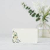 Blank Black/Cream Snowberry + Eukalyptus Wedding Platzkarte (Stehend Vorderseite)