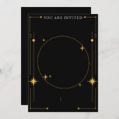 Blank-Black- und Gold-Stars individuell anpassbar Einladung (Vorne/Hinten)