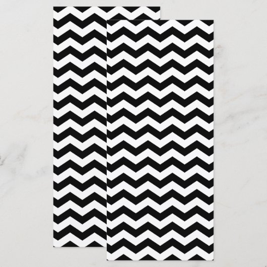 Blank Black und White Zigzag Einladung (Vorne/Hinten)