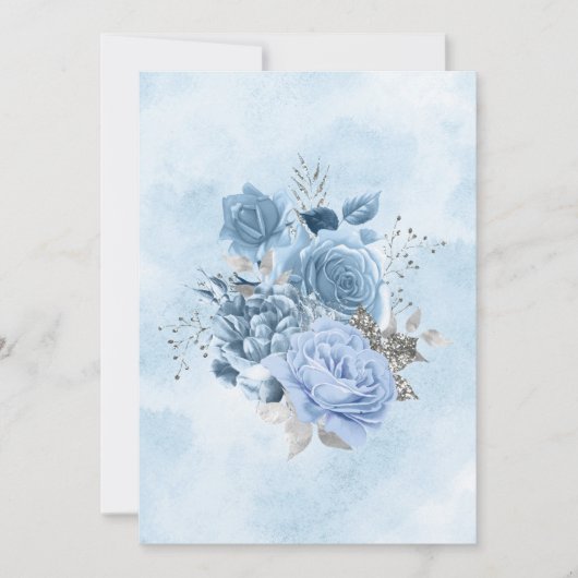 Blank Blale Blue Watercolor Blume Ankündigung (Vorderseite)