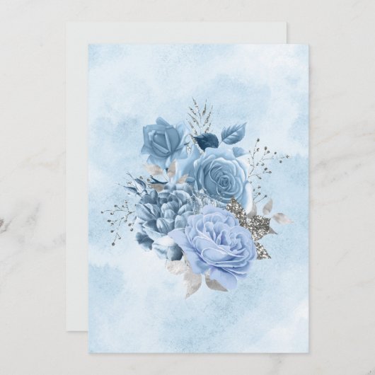 Blank Blale Blue Watercolor Blume Ankündigung (Vorne/Hinten)