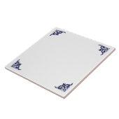 Blank Blue White Delft Ox Head Corner Geblüht Fliese (Seite)