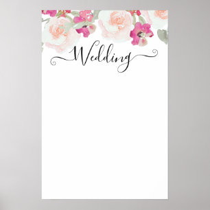 Blank Blush Pink Himbeere Blumenzettel Poster