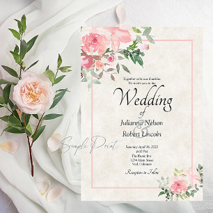 Blank Blush rosa Aquarell Blumen Hochzeits Einladu Einladung