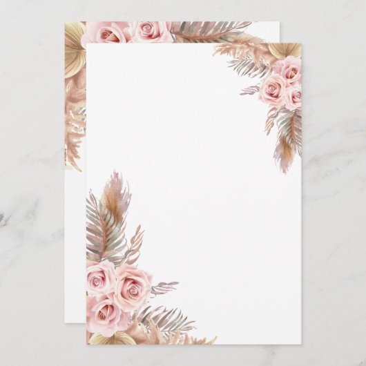 Blank Boho Wedding Stationary Einladung (Vorne/Hinten)