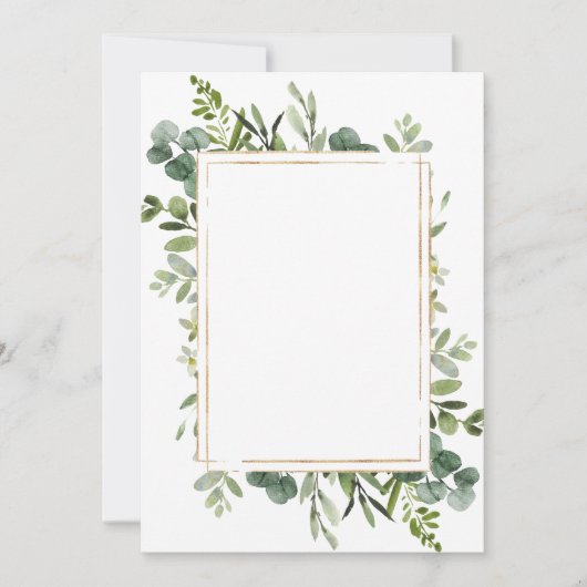 Blank Botanical Gold Greenery Einladung (Vorderseite)