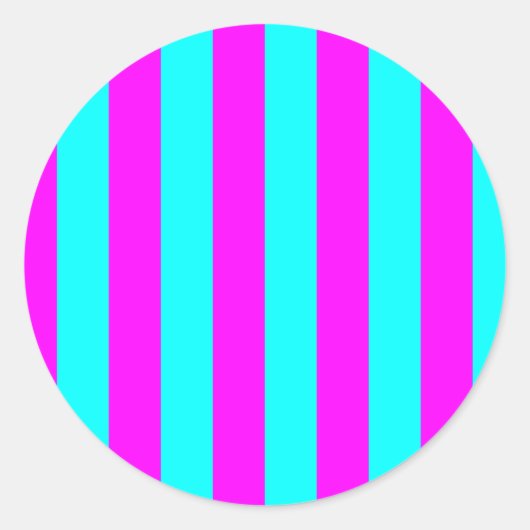 Blank Bright Aqua und Hot Pink Magenta Streifen Runder Aufkleber (Vorderseite)
