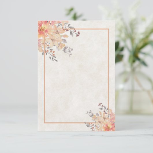 Blank budget Apricot Aquarell Blütenhochzeit Einladung (Stehend Vorderseite)