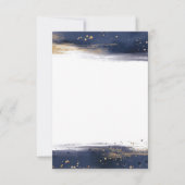 Blank Budget Blau und Gold Pinselstriche Hochzeit Einladung (Vorderseite)
