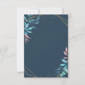 Blank Budget blau und rosa botanische Hochzeit Einladung (Vorderseite)