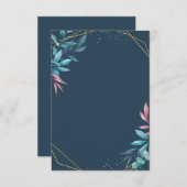 Blank Budget blau und rosa botanische Hochzeit Einladung (Vorne/Hinten)