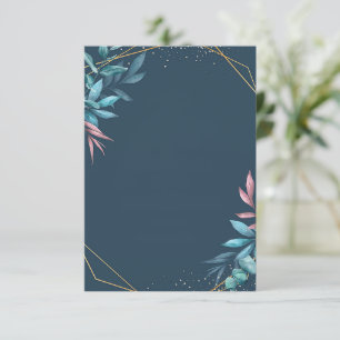 Blank Budget blau und rosa botanische Hochzeit Einladung
