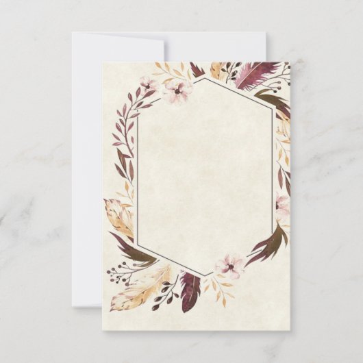 Blank Budget Boho Feathers Hochzeit Einladung (Vorderseite)