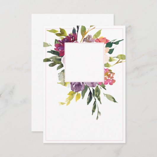 Blank Budget Burgundy und lila Blumenhochzeit Einladung (Vorne/Hinten)