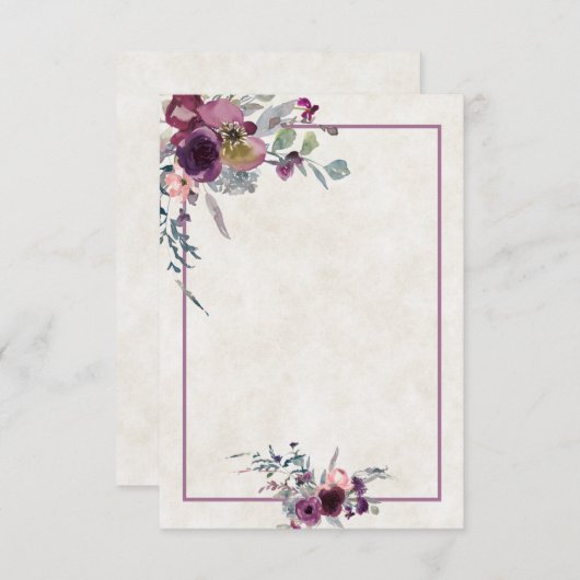 Blank Budget Burgundy und rosa Blumenhochzeit Inv Einladung (Vorne/Hinten)